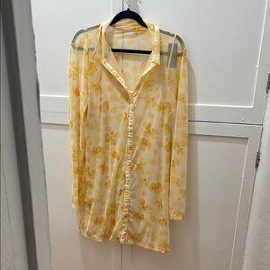 Yellow Floral Sheer Dress